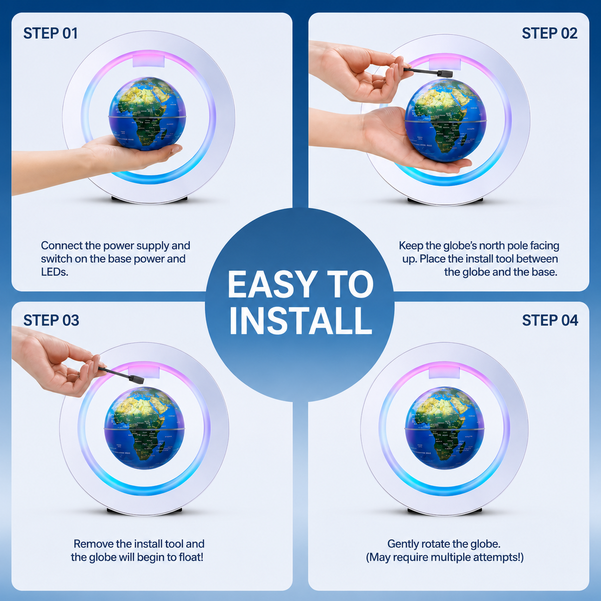 Gravity-Defying Levitating World Globe