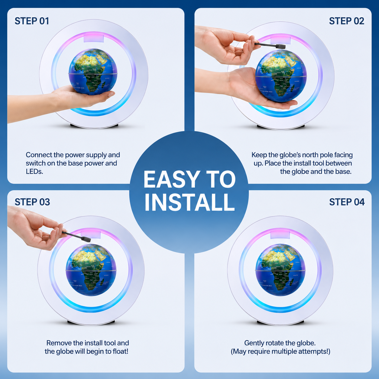 Gravity-Defying Levitating World Globe