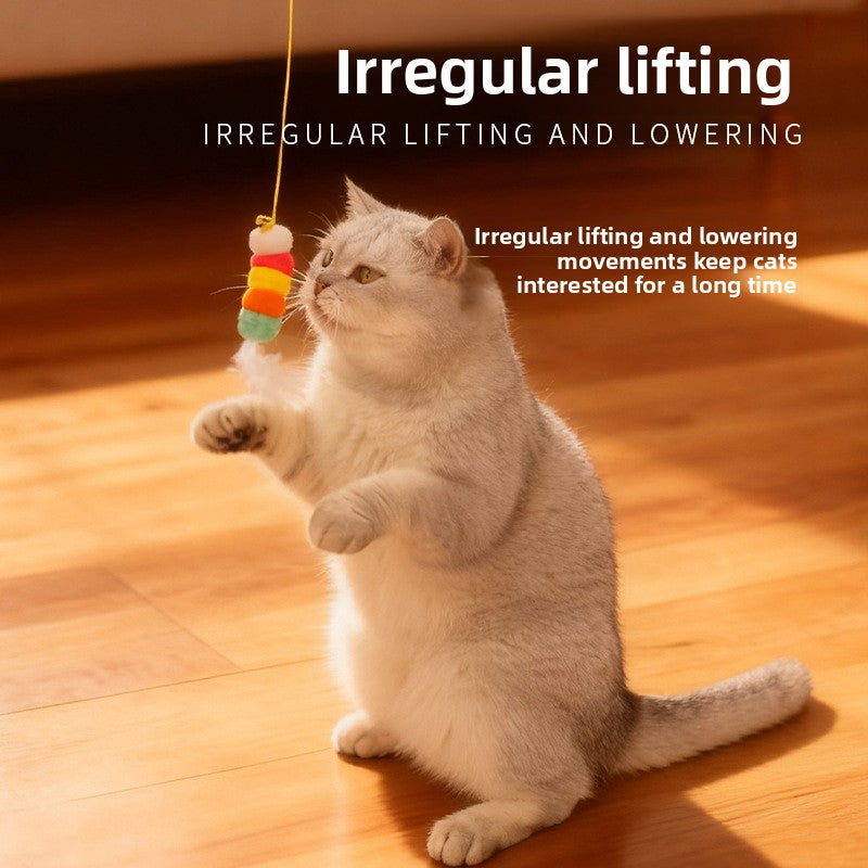 Electric Lifting Cat Teasing Stick with Feather
